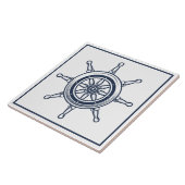 Nautical Coastal Blue Beach House Boat Ship Wheel Tegeltje (Zijkant)