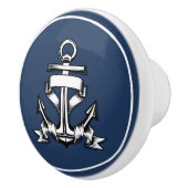 Nautical Coastal Blue Beach House Ship Anker Keramische Knop (Rechts)