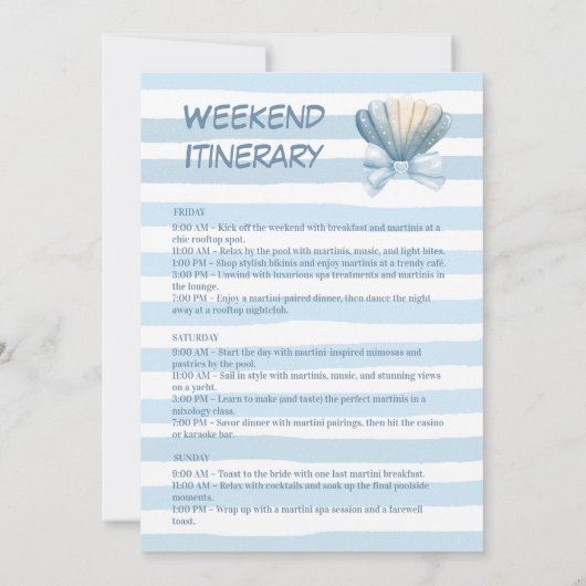 Nautical Coastal Blue Seashell Bachelorette Kaart (Achterkant)