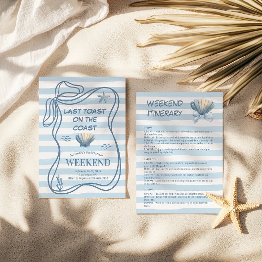 Nautical Coastal Blue Seashell Bachelorette Kaart