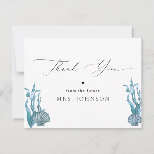 Nautical Coastal Blue Shell bedankkaart (Voorkant)