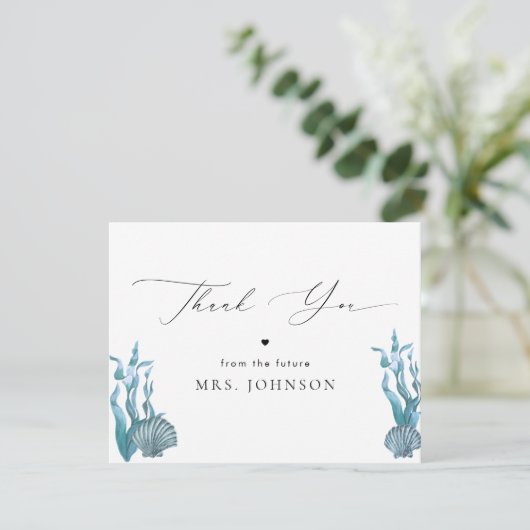 Nautical Coastal Blue Shell bedankkaart (Staand voorkant)