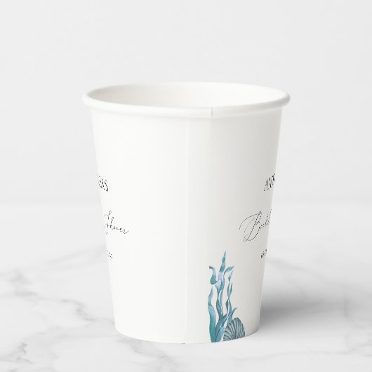 Nautical Coastal Blue Shell Summer Vrijgezellenfee Papieren Bekers (Rechts)