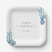 Nautical Coastal Blue Shell Summer Vrijgezellenfee Papieren Bordje (Voorkant)