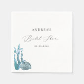 Nautical Coastal Blue Shell Summer Vrijgezellenfee Servet (Voorkant)