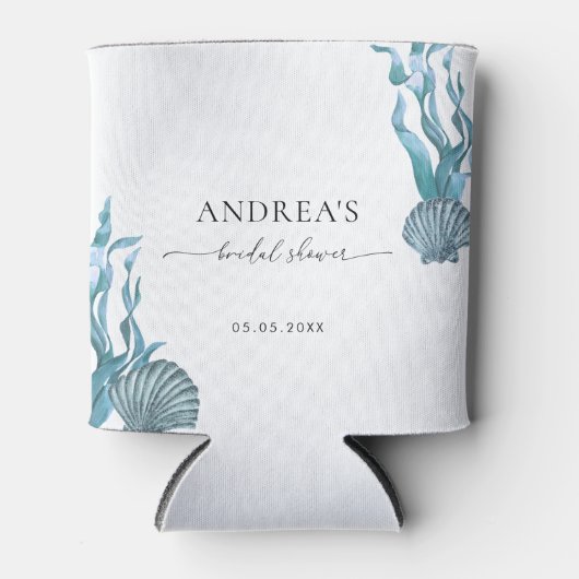 Nautical Coastal Blue Shell Vrijgezellenfeest Favo Blikjeskoeler (Voorkant)