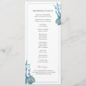 Nautical Coastal Blue Zee Shell Beach Wedding Programmakaart (Achterkant)