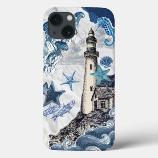 Nautical Coastal Collage: Lighthouse & Sea Life Ed Case-Mate iPhone Case