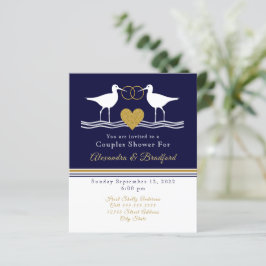 Nautical Coastal Couple Shower Navy Blue Sandpiper
