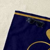 Nautical Coastal Couple Wedvy blauw goud Strandlaken (In situ)