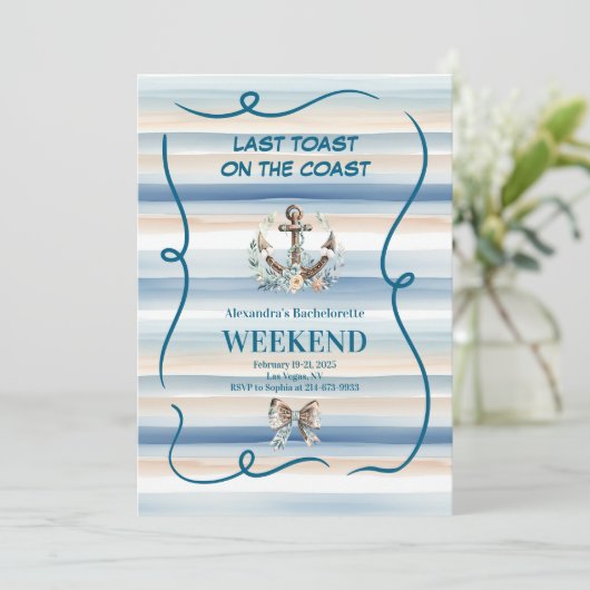 Nautical Coastal Cowgirl Anchor Bachelorette Kaart (Staand voorkant)