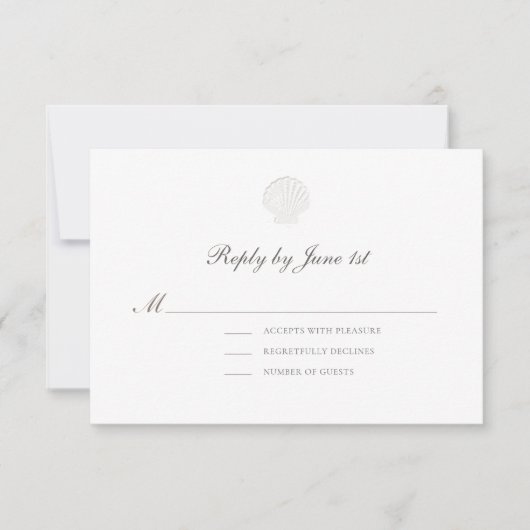 Nautical Coastal Ecru Classic Formal Wedding Reply (Voorkant)