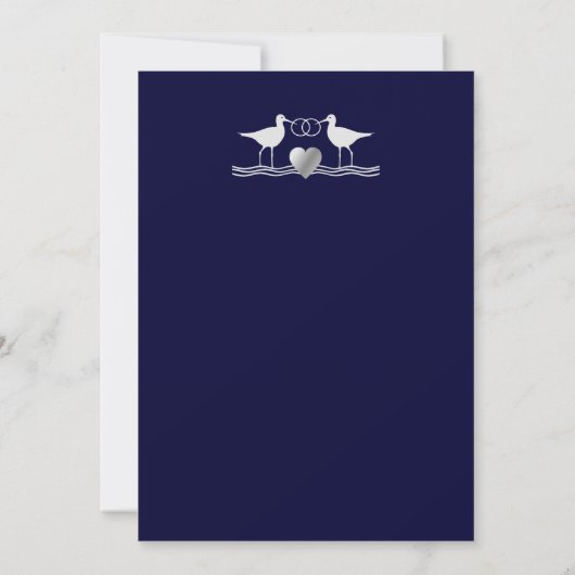 Nautical Coastal Grey White Navy Blue Sandpiper Kaart (Achterkant)
