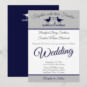 Nautical Coastal Grey White Navy Blue Sandpiper Kaart (Voorkant / Achterkant)