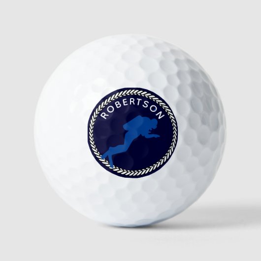 Nautical Coastal Monogram Scuba Diver Golfballen (Voorkant)