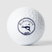 Nautical Coastal Name Dolphin Navy Blue Golf Balls Golfballen (Voorkant)