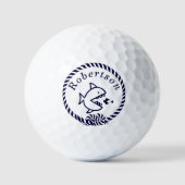 Nautical Coastal Name Fish Navy Blue Golf Balls Golfballen (Voorkant)