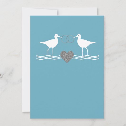 Nautical Coastal Navy Blue Sandpiper Wedding Kaart (Achterkant)