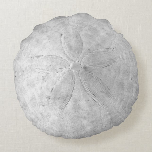 Nautical Coastal Round Pillow Sand Dollar Rond Kussen (Achterkant)