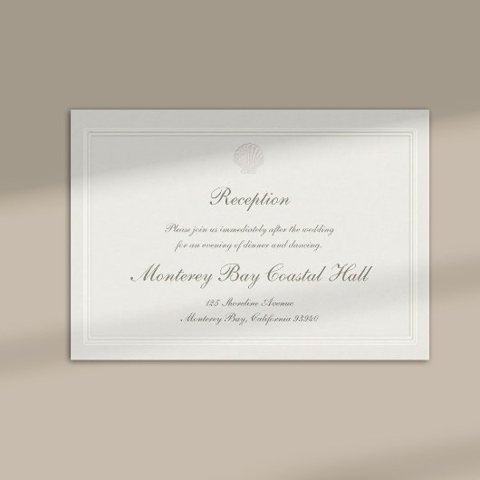 Nautical Coastal Shell Modern Classic Wedding Informatiekaartje