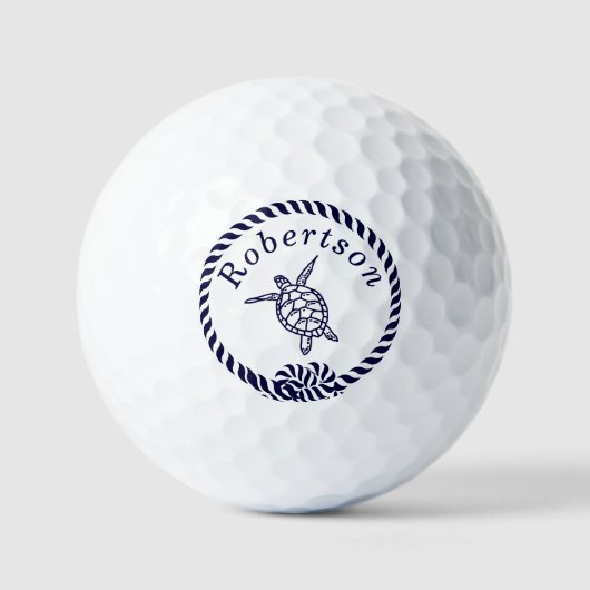 Nautical Coastal Turtles Name Navy Blue Golf Balls Golfballen (Voorkant)