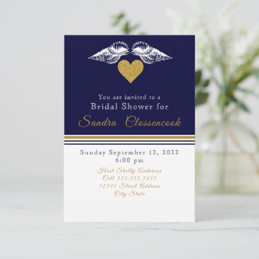 Nautical Coastal Vrijgezellenfeest Navy Blue Shell Kaart (Staand voorkant)