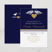 Nautical Coastal Vrijgezellenfeest Navy Blue Shell Kaart (Voorkant / Achterkant)