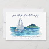 Nautical Coastal Waterverf Kerstmis Kaart (Voorkant)