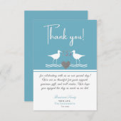 Nautical Coastal Wedding Dusty Blue Sandpipers Bedankkaart (Voorkant / Achterkant)