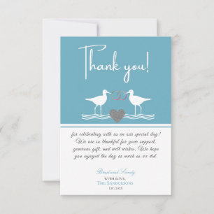 Nautical Coastal Wedding Dusty Blue Sandpipers Bedankkaart