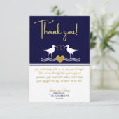 Nautical Coastal Wedding Navy Blue Sandpipers Than Bedankkaart (Staand voorkant)