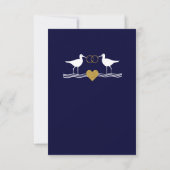 Nautical Coastal Wedding Navy Blue Sandpipers Than Bedankkaart (Achterkant)