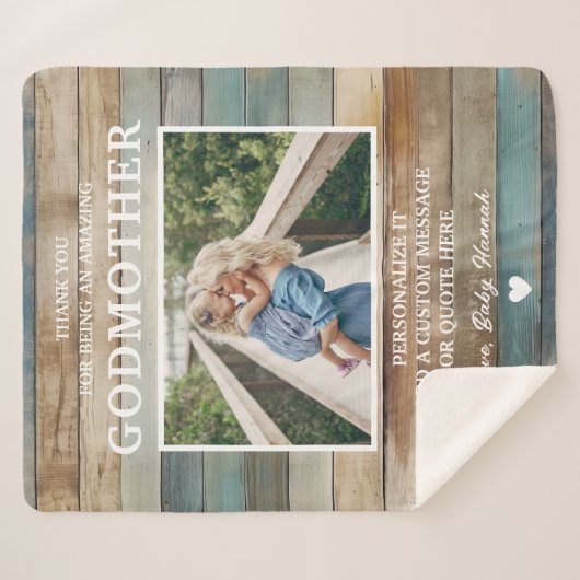Nautical Coastal Wood Godmother Dank u Custom Sherpa Deken (Voorkant (horizontaal))
