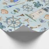 Nautical Coastal Zee Beach Theme Wrapping Paper Cadeaupapier (Hoek)