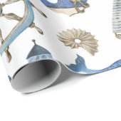 Nautical Coastal Zee Beach Theme Wrapping Paper Cadeaupapier (Rol Hoek)