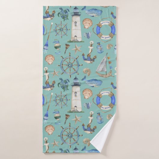 Nautical Coastal Zee Boating Theme Bath Towels Badhanddoek (Badhanddoek)