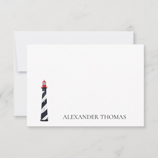 Nautical Coastal Zwart-wit Vuurtoren (Voorkant)