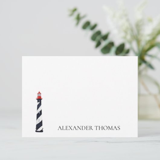 Nautical Coastal Zwart-wit Vuurtoren (Staand voorkant)