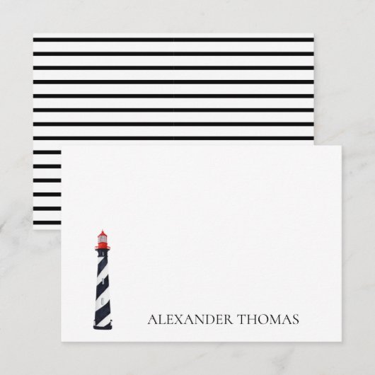 Nautical Coastal Zwart-wit Vuurtoren (Voorkant / Achterkant)