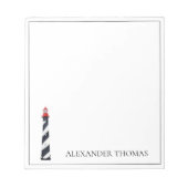Nautical Coastal Zwart-wit Vuurtoren Notitieblok (Voorkant)
