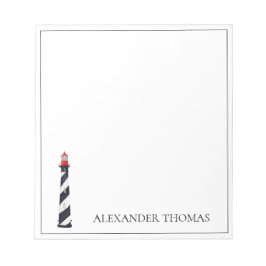 Nautical Coastal Zwart-wit Vuurtoren Notitieblok