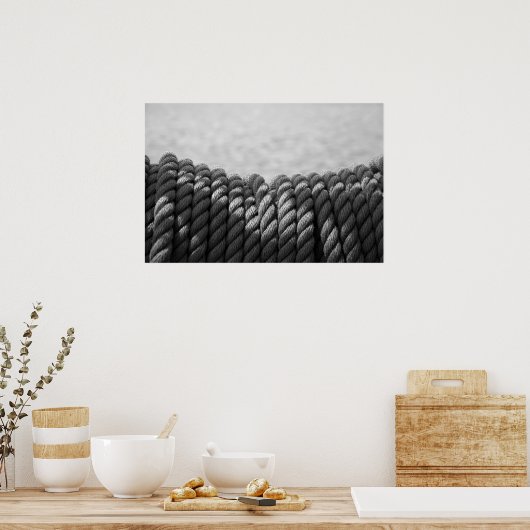 Nautical Coil (zwart en wit) Poster (Keuken)