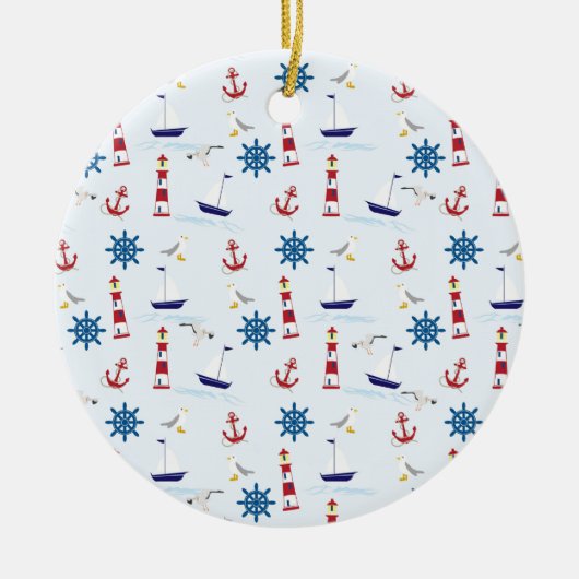 Nautical Collage Keramisch Ornament (Voorkant)