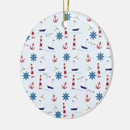 Nautical Collage Keramisch Ornament (Links)