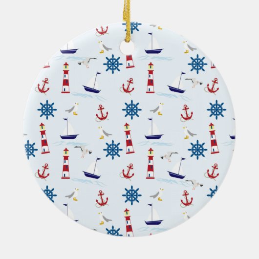 Nautical Collage Keramisch Ornament (Achterkant)