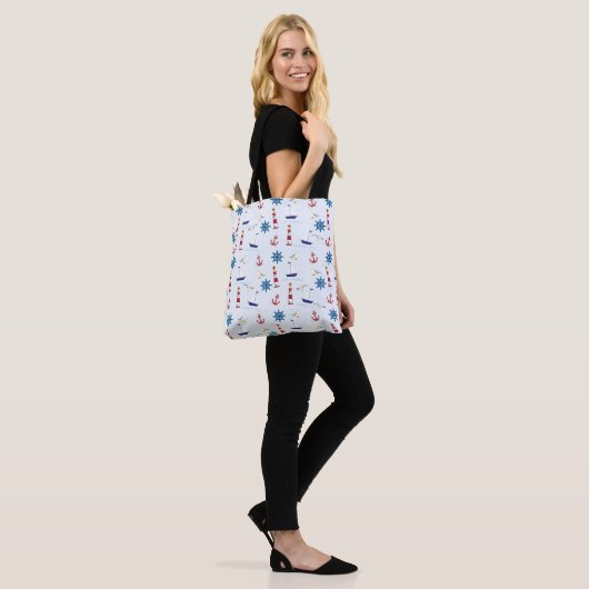 Nautical Collage Tote Bag (Op model)