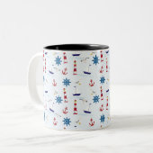 Nautical Collage Tweekleurige Koffiemok (Voorkant links)