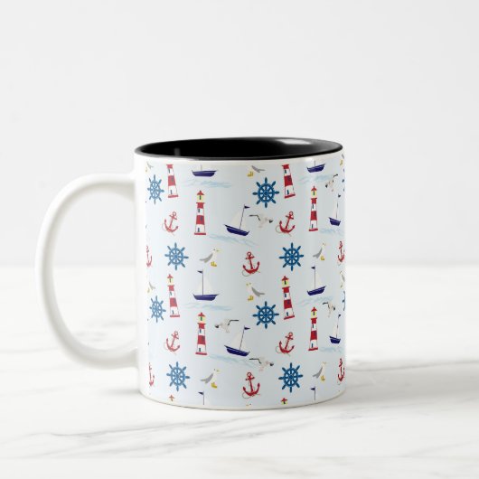 Nautical Collage Tweekleurige Koffiemok (Links)