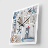 Nautical Collage Vierkante Klok (Hoek)