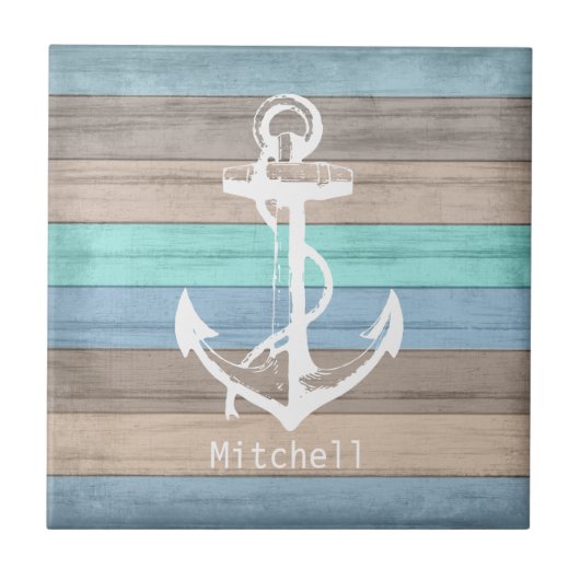 ⚓ Nautical Colorful Wood Tegeltje (Voorkant)